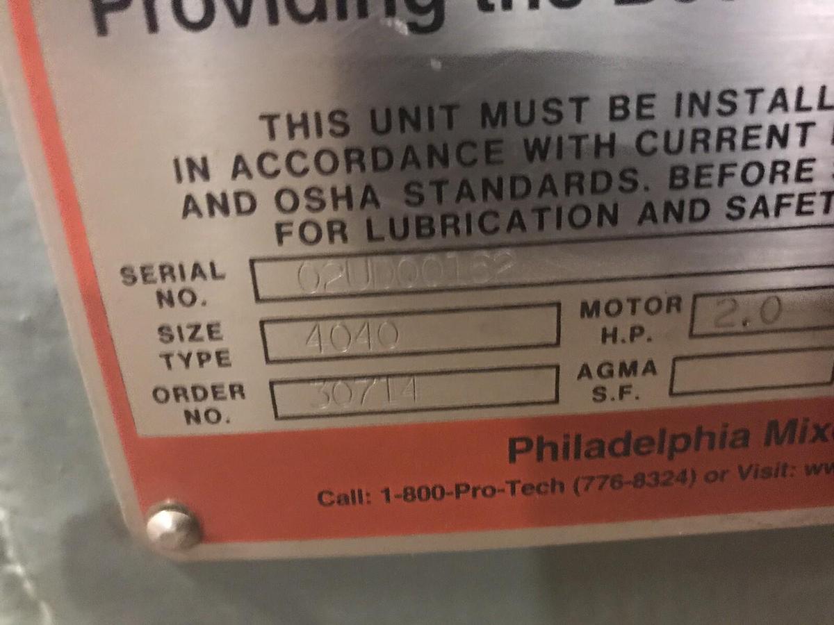 Philadelphia,4400,Industrial Mixer 2HP Input 1800RPM Output RPM 25 Ratio 70.6-1