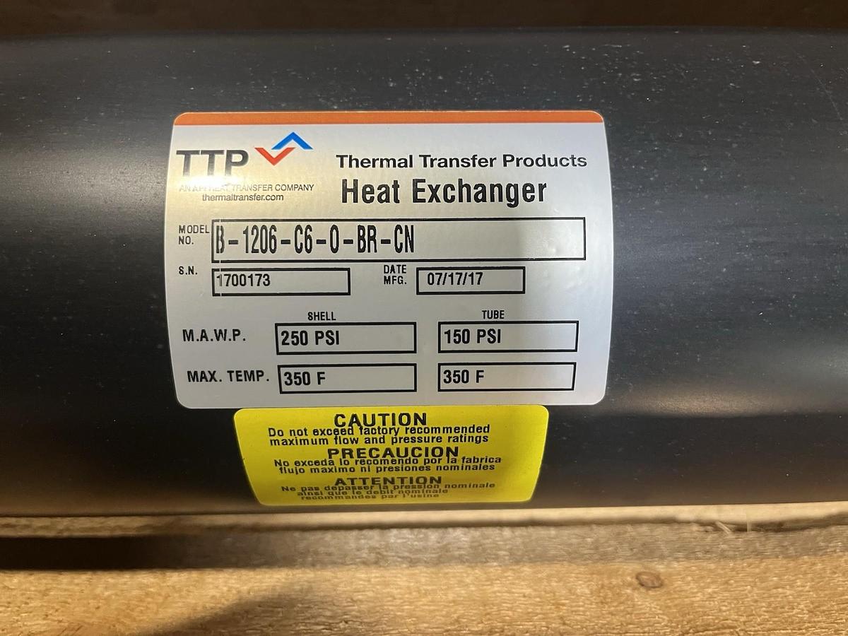 TTP THERMAL TRANSFER,B-1206-C6-0-BR-CN,SHELL AND TUBE HEAT EXCHANGER