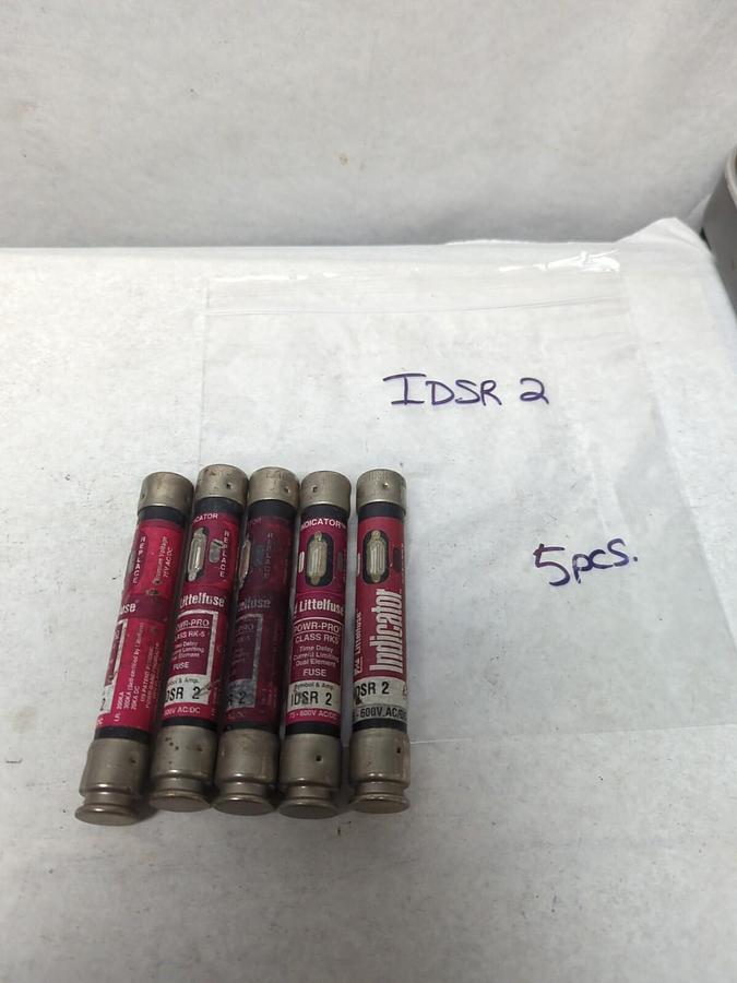 Used LITTELFUSE,IDSR2,INDICATOR 2 AMP FUSE LOT OF 5 PRE-OWNED