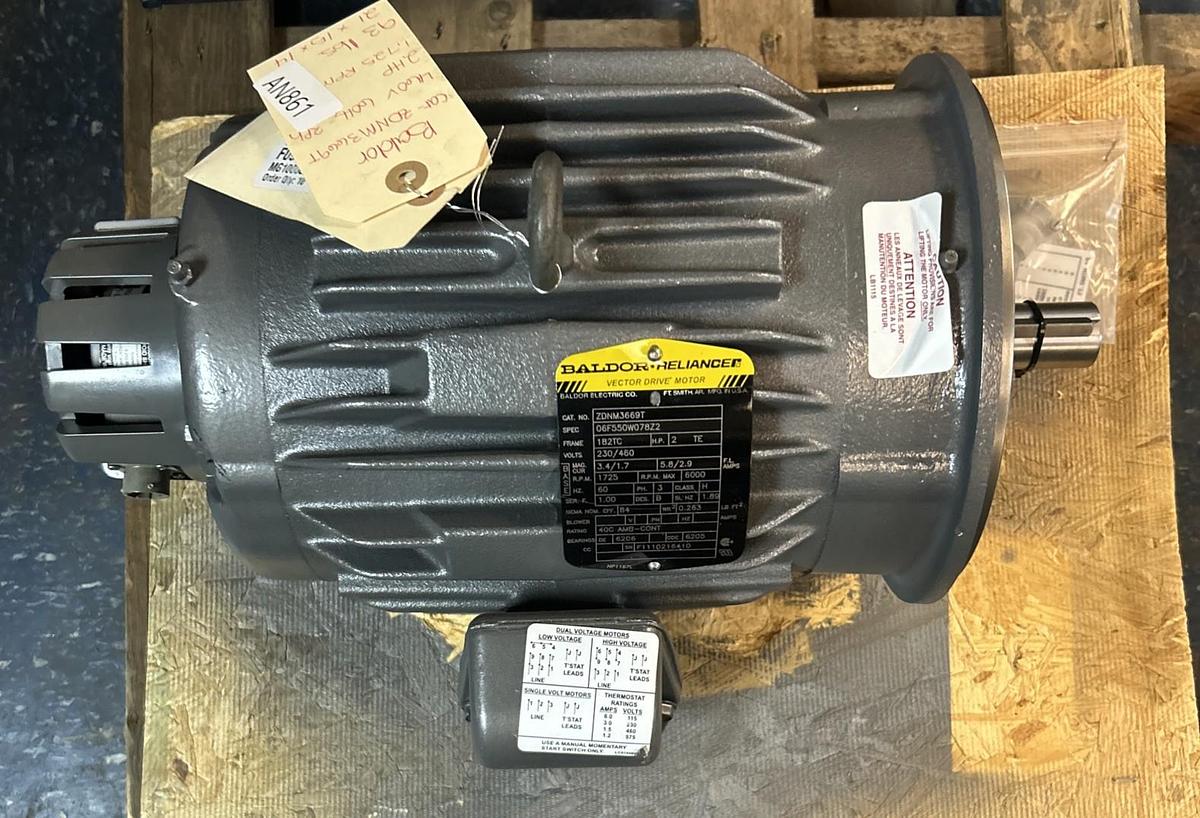 BALDOR,ZDNM3669T,VECTOR DRIVE MOTOR 2HP 1725RPM 230/460V 3PH 182TC FRAME
