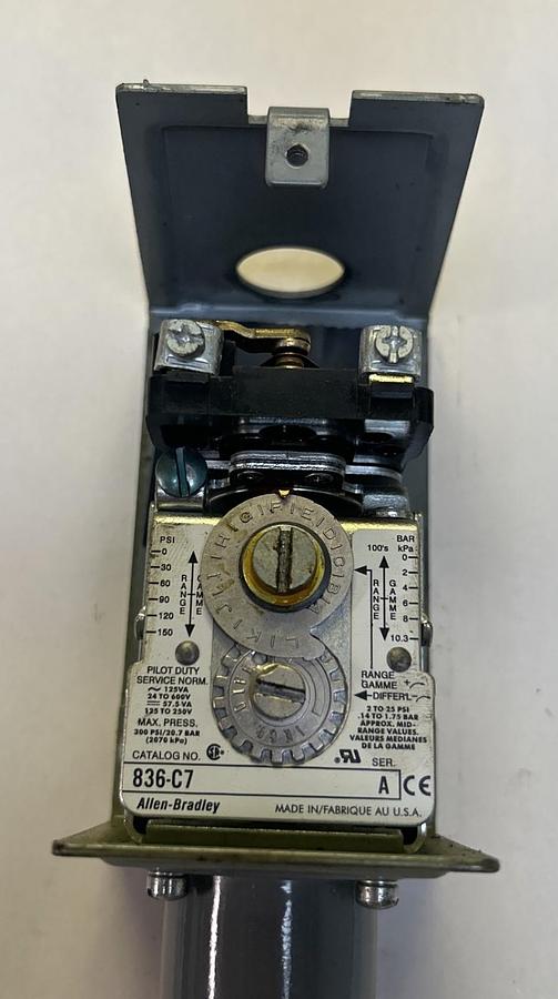 Used ALLEN BRADLEY,836-C7A,PRESSURE CONTROL SWITCH