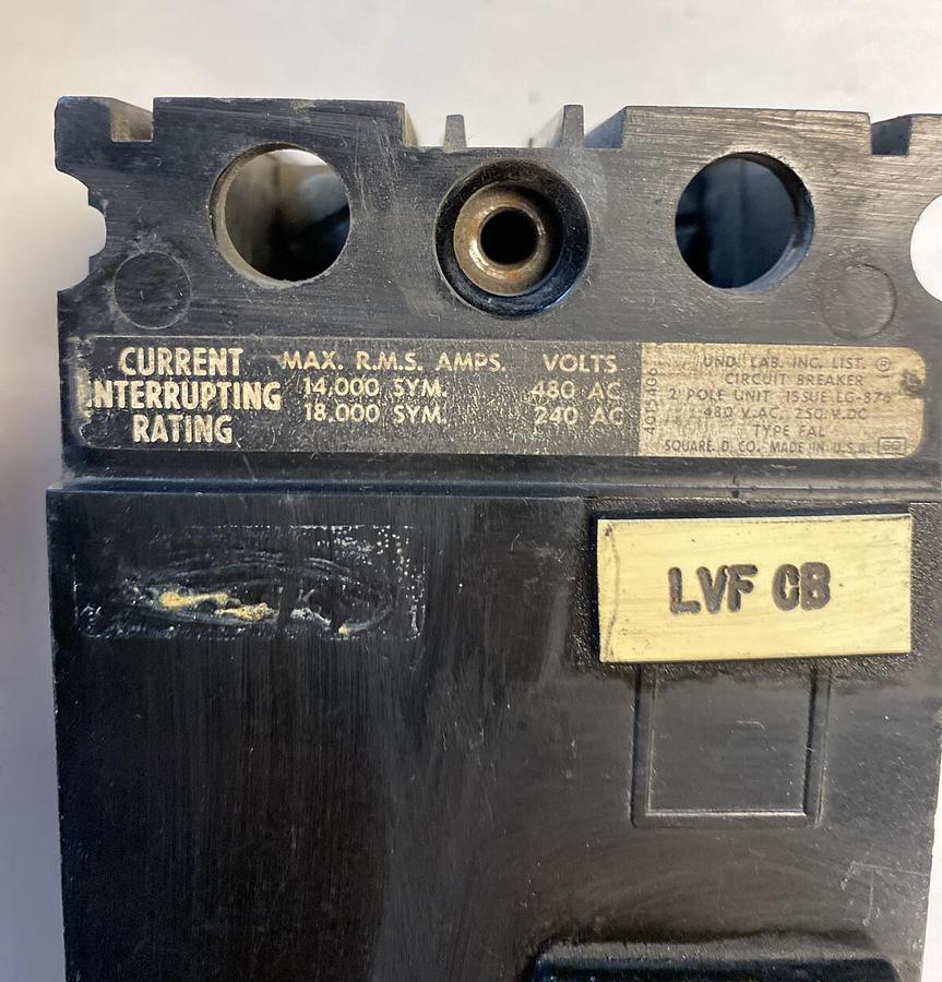 Used Square D,FAL24025,Circuit Breaker 25AMP 480V 2 Pole