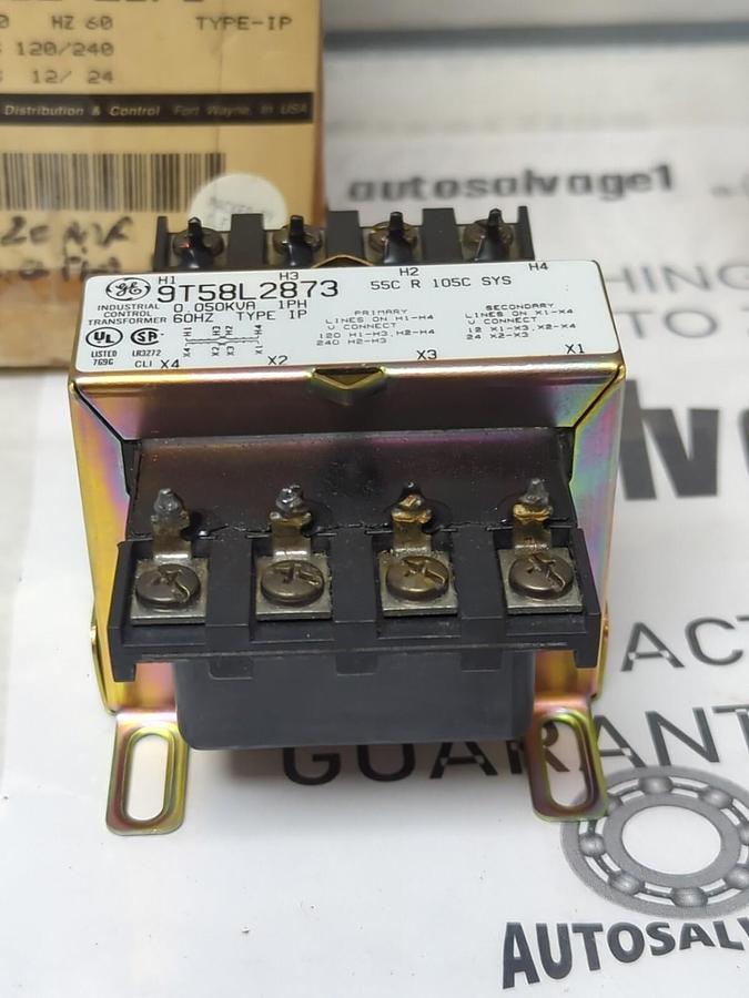 GE,9T58L2873,TYPE IP TRANSFORMER KVA 0.050 PRI VOLTS 120/240 SEC VOLTS 12/24 NOS