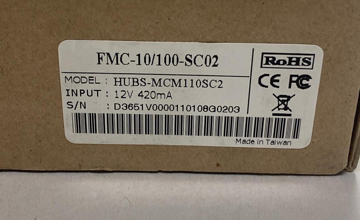 Used STARTECH,FMC-10/100-SC02,MEDIA CONVERTER MULTIMODE FIBER TO ETHERNET NEW