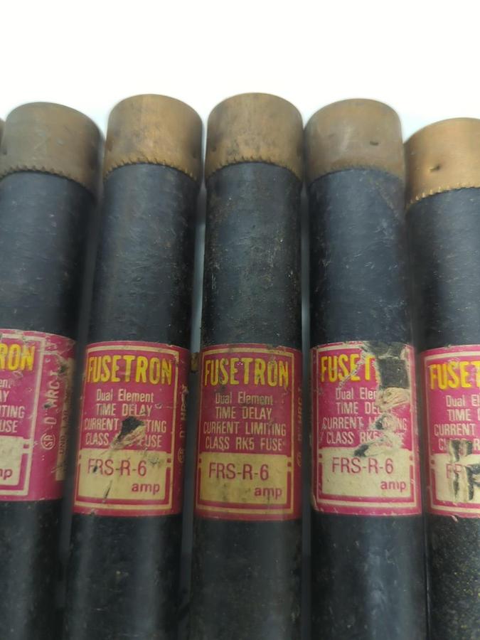 Used COOPER BUSSMAN,FRS-R-6,FUSETRON 6 AMP FUSE LOT OF 7 PRE-OWNED