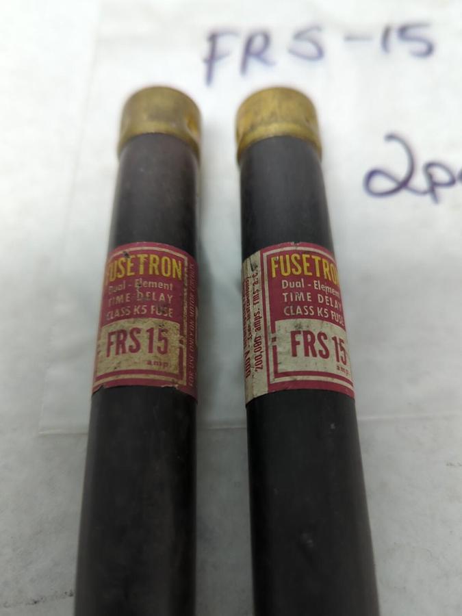 Used COOPER BUSSMANN,FRS-15,FUSETRON 15 AMP FUSE LOT OF 2 PRE-OWNED
