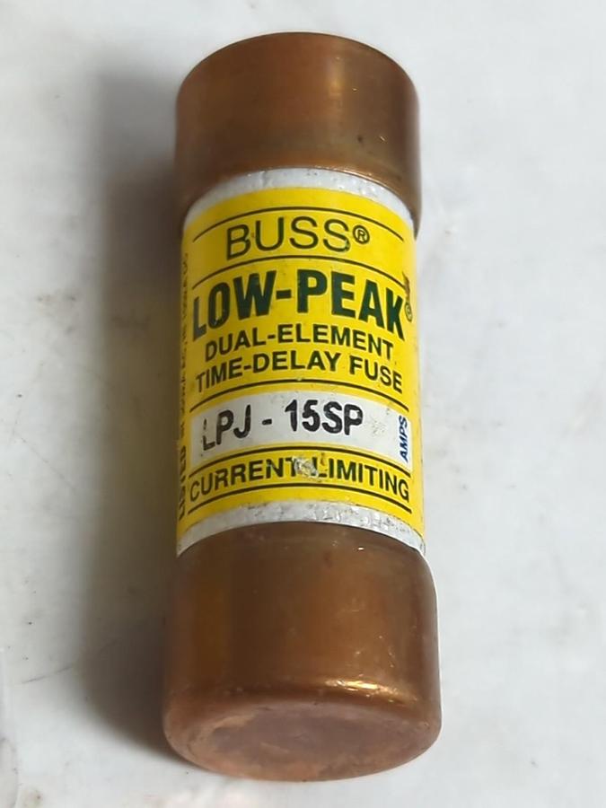 Used COOPER BUSSMANN,LPJ-1-15SP,LOW-PEAK 15 AMP FUSE LOT OF 6 PRE-OWNED