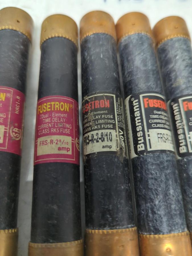 Used COOPER BUSSMANN,FRS-R-2-8/10,FUSETRON 2-8/10 AMP FUSE LOT OF 5 PRE-OWNED