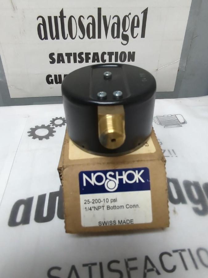 NOSHOK,25-200-10 PSI,1/4 IN NPT 2-1/2 IN  FACE BOTTOM CONNPRESSURE GAUGE NOS