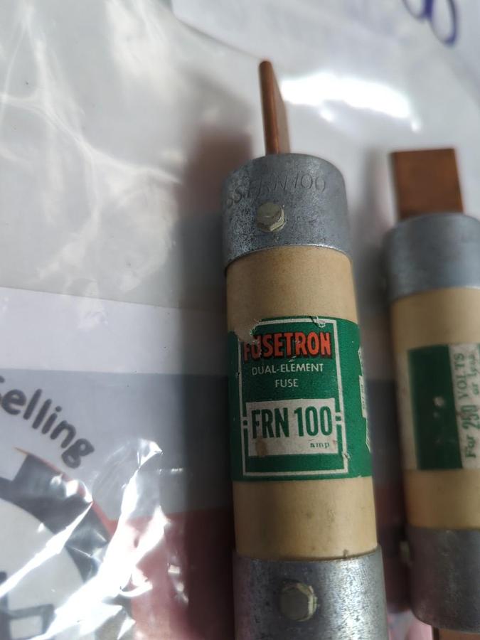 Used COOPER BUSSMANN,FRN100,FUSETRON 100 AMP FUSE LOT OF 2 PRE-OWNED