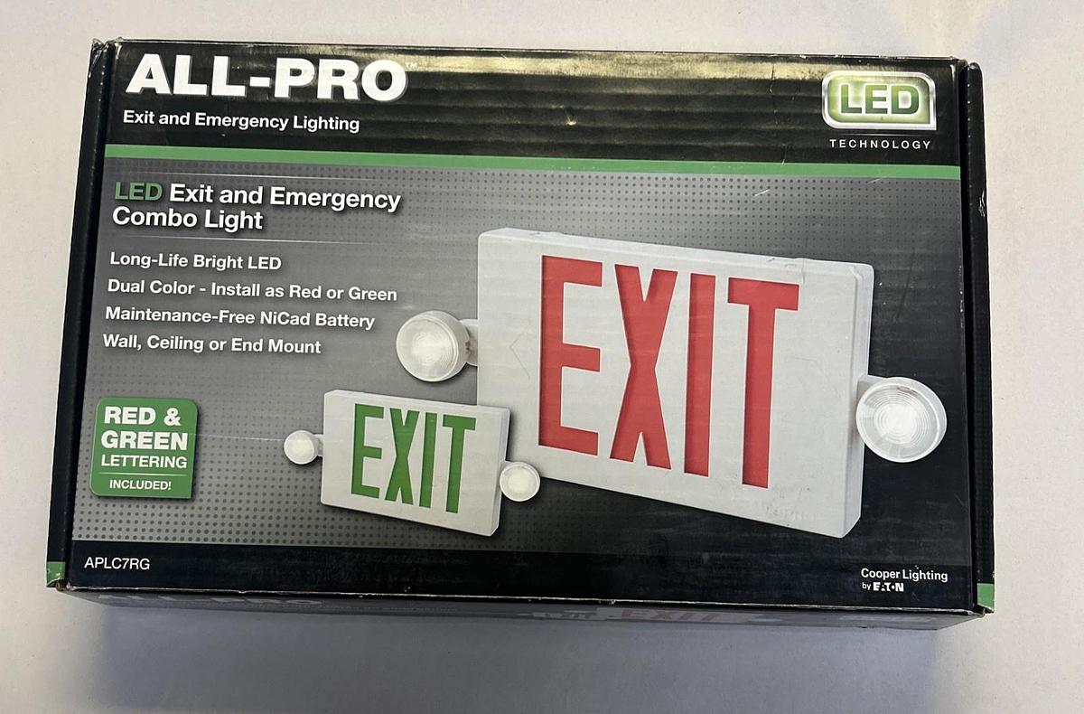 ALL-PRO,APLC7RG,EXIT AND EMERGENCY COMBO LIGHT NEW