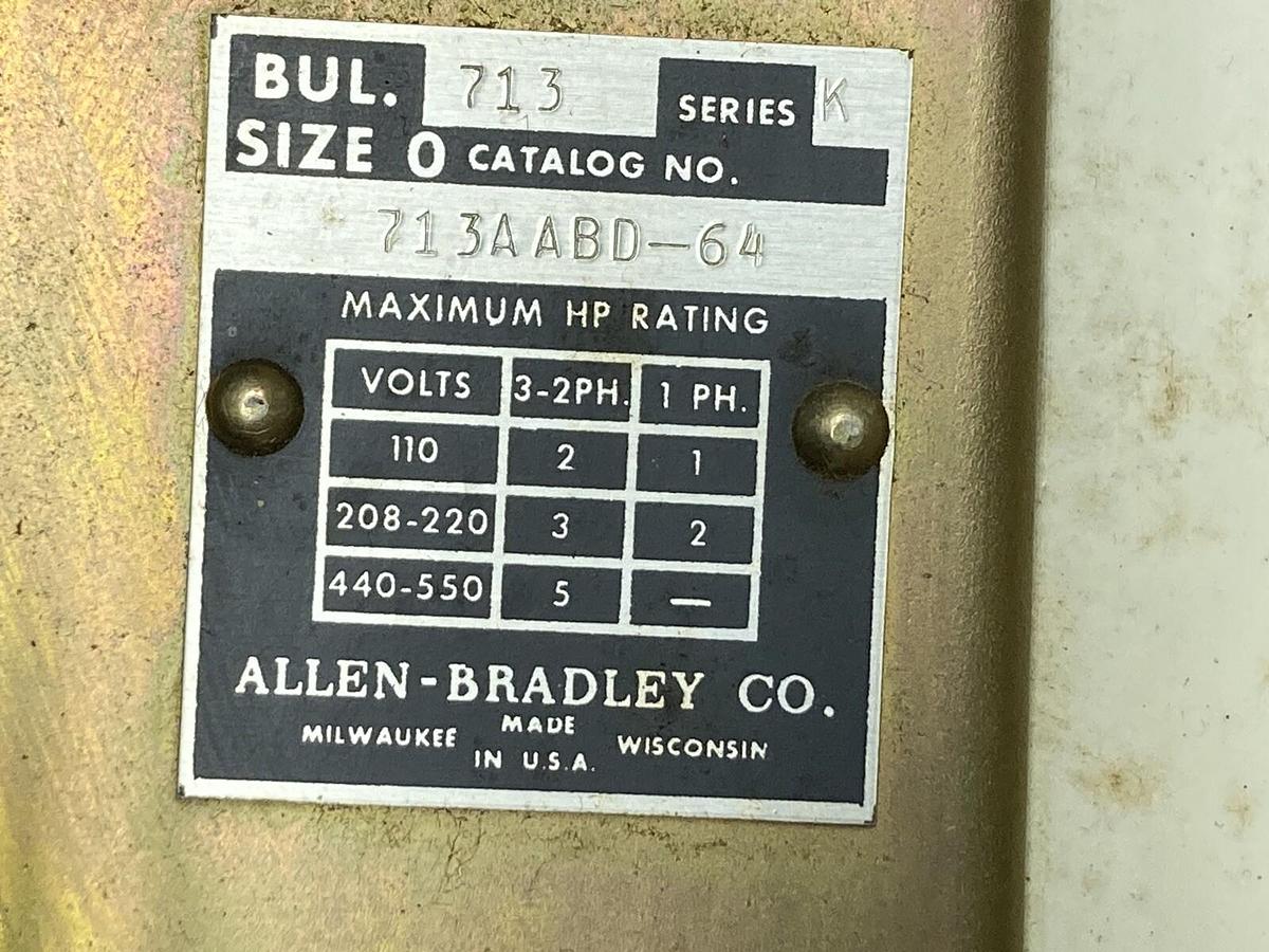 Used Allen-Bradley,713AABD-64,Combination Starter Ser K Size 0