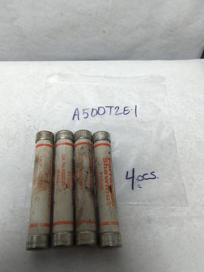 Used FERRAZ SHAWMUT,A500T2E-1,PTE FUSE 2E AMP LOT OF 4 PRE-OWNED