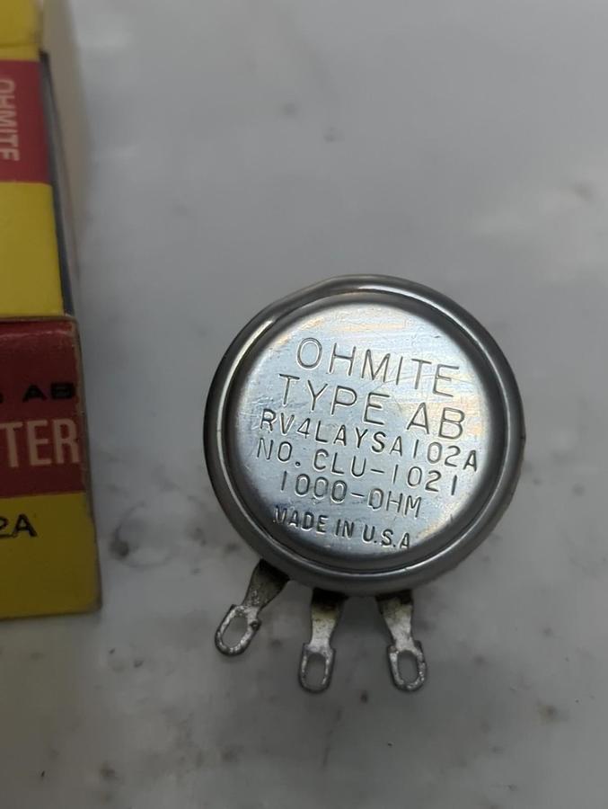 OHMITE,RV4LAYSA102A,POTENTIOMETER 2 WATT 1000 OHMS NOS