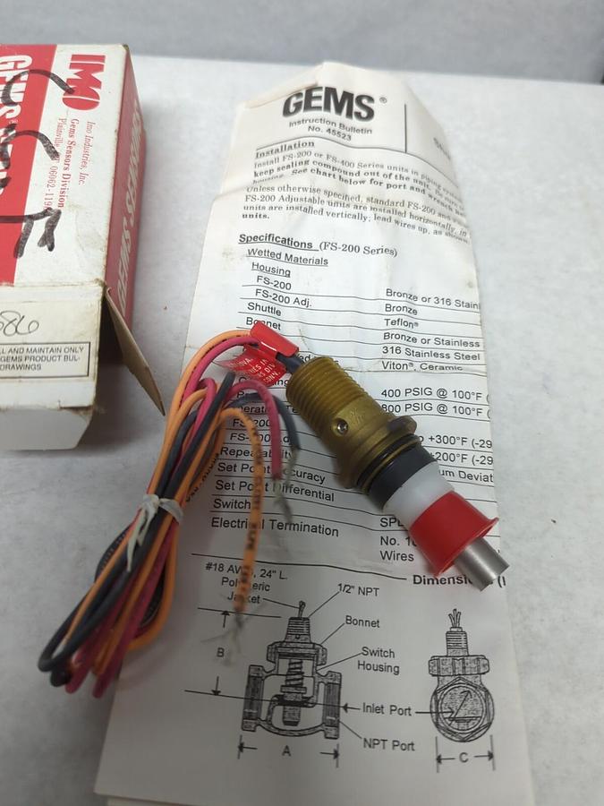 GEMS,3 9686,FLOW SWITCH SENSOR NOS