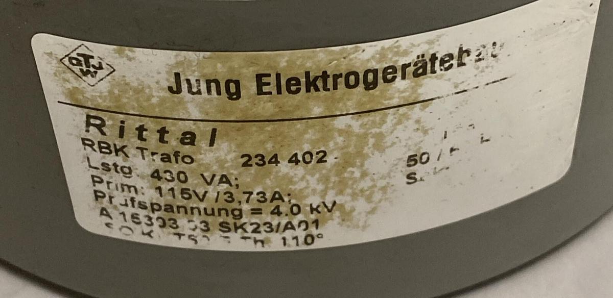 Used RITTAL,234402,TRANSFORMER 3.73A 115V 50/60 HZ