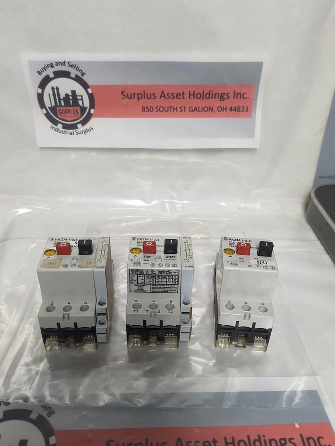 Used MOELLER,PKZM 1-2 4,MOTOR STARTER/CIRCUIT BREAKER 3P 24A 660V LOT OF 3 PRE-OWNED