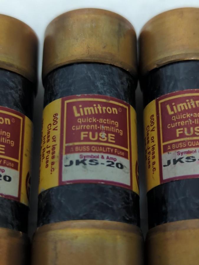 Used COOPER BUSSMANN,JKS-20,LIMITRON 20 AMP FUSE LOT OF 3 PRE-OWNED