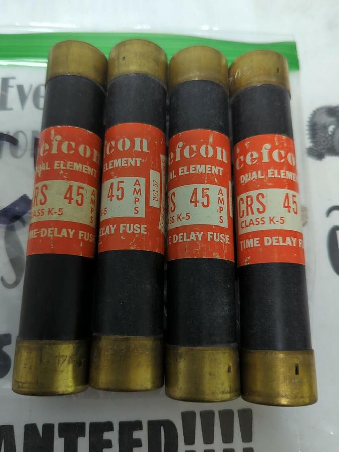 CEFCON,CRS-45,CLASS K5 FUSE 45 AMP LOT OF 4 NOS
