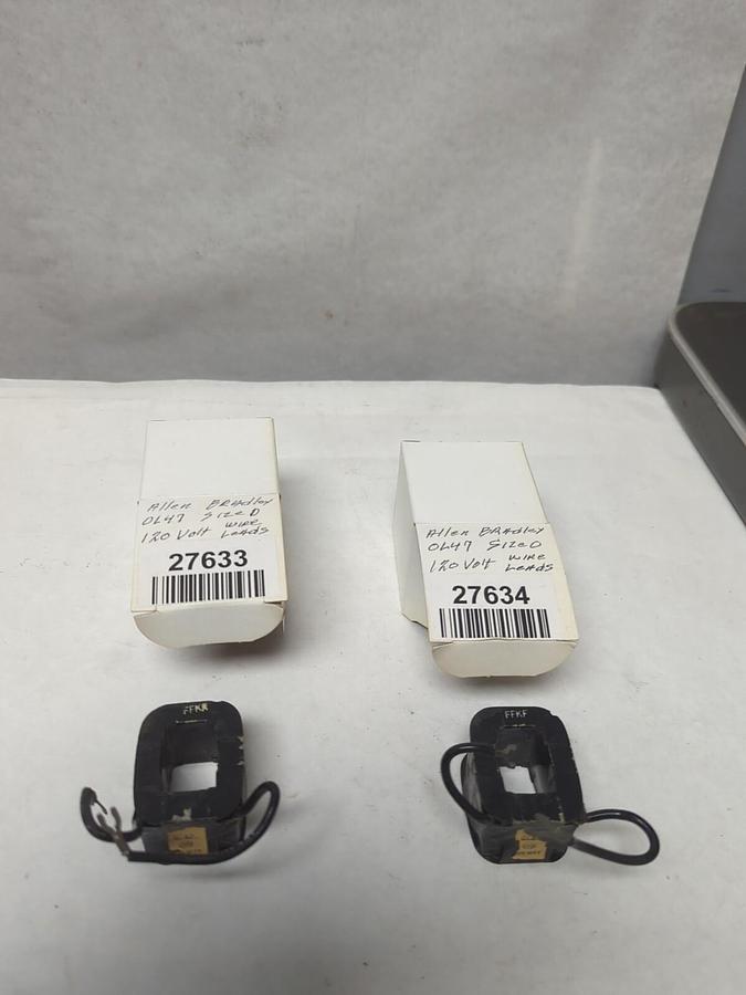 Used ALLEN-BRADLEY,OL47,COIL 120V PRE-OWNED NOT IN ORIGINAL BOXES LOT OF 2
