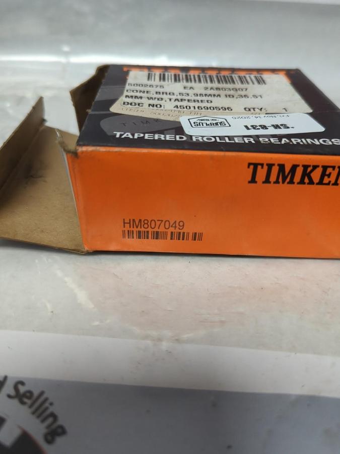 TIMKEN,HM807049,ROLLER BEARING CONE NOS