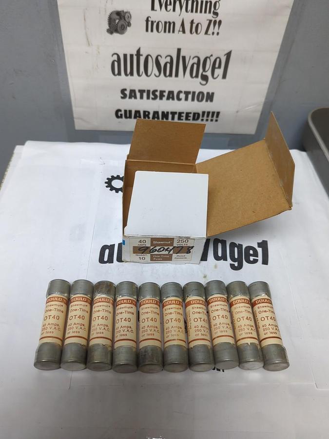 GOULD SHAWMUT,OT40,ONE TIME 40 AMP FUSES BOX OF 10 NEW