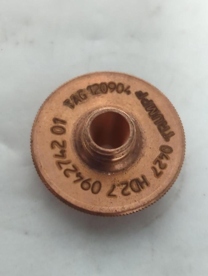 Used TRUMPF,0124562,CHROME PLATED LASER MACHINE NOZZLE 2.7MM/M8/ECE LOT OF 4