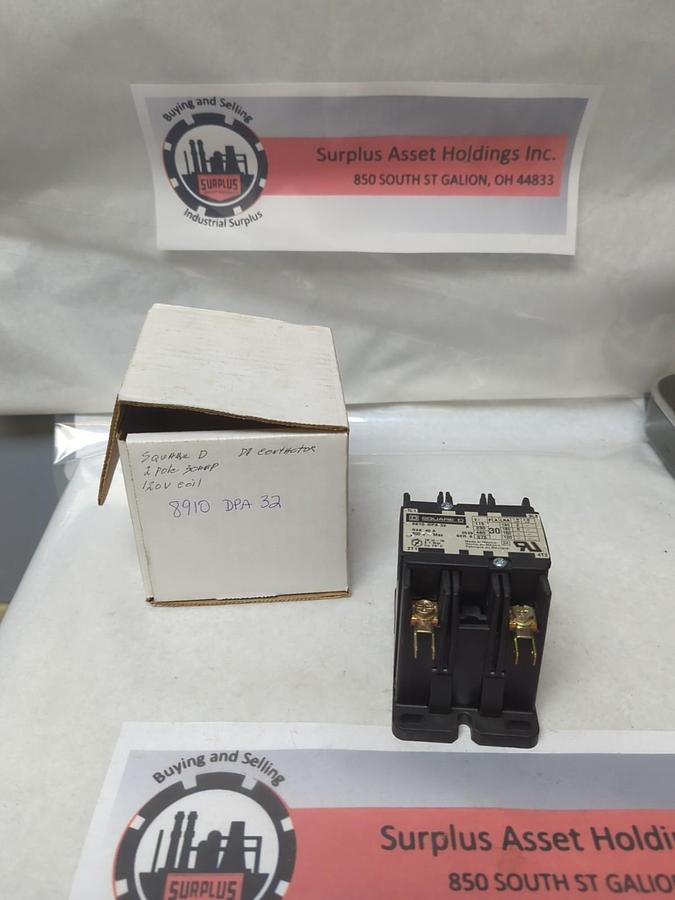 Used SQUARE D,8910 DPA 32,DEFINITE PURPOSE CONTACTOR 30 AMP 2-POLE PRE-OWNED