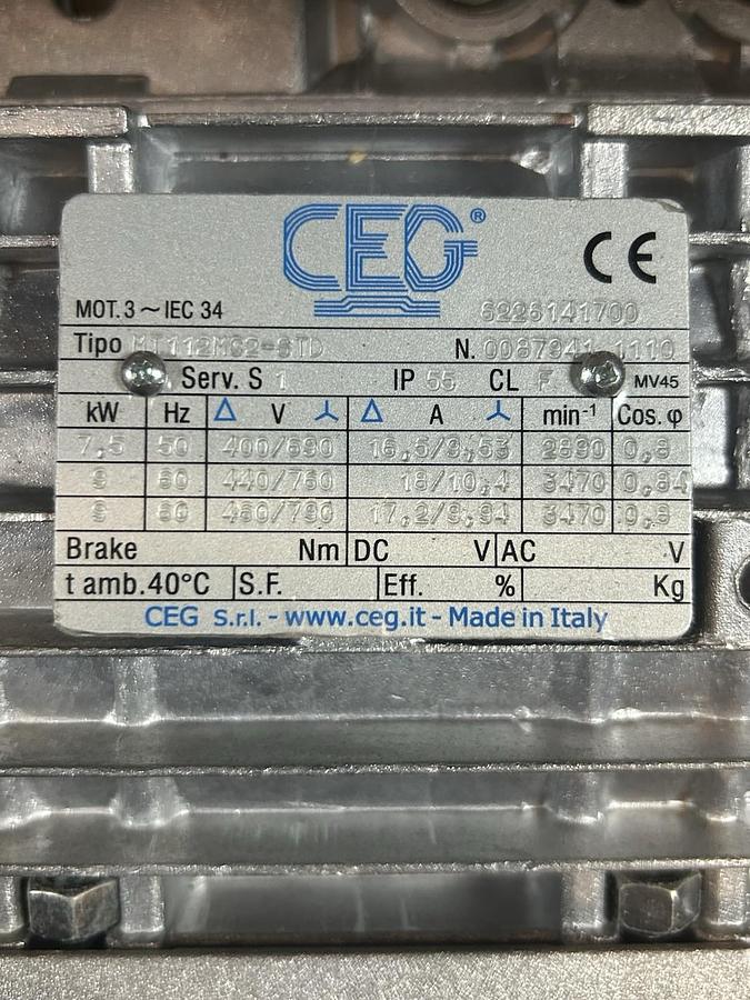 CEG,MT112MS2-STD,MOTOR 7.5KW 400/690V 2890RPM 3PH