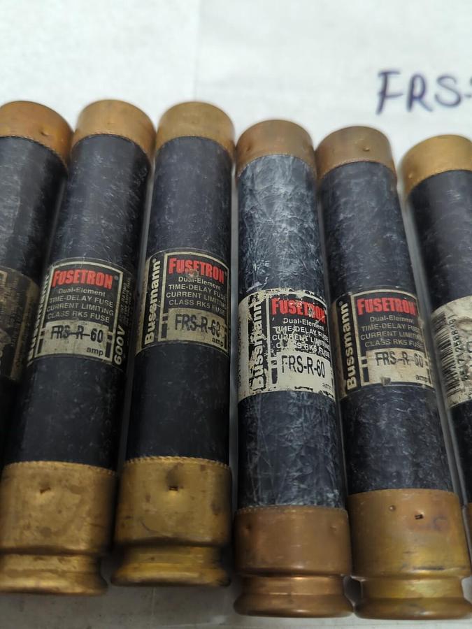Used COOPER BUSSMANN,FRS-R-60,FUSETRON 60 AMP FUSE LOT OF 7 PRE-OWNED