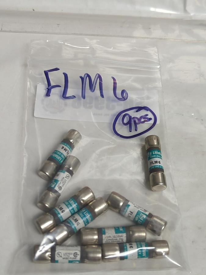 Used LITTELFUSE,FLM6,TIME-DELAY 6 AMP FUSE LOT OF 9 PRE-OWNED