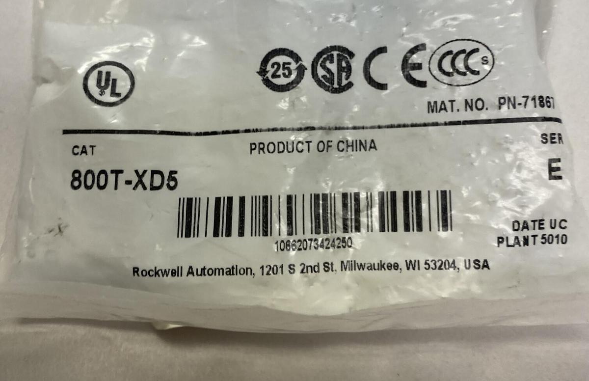 Used ALLEN BRADLEY,800T-XD5,SER E MINI CONTACT BLOCK NEW