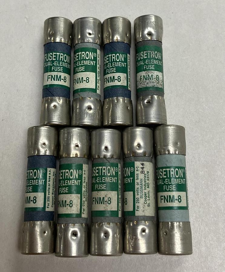 Cooper Bussmann,FNM-8,Fusetron Fuse Lot Of 9