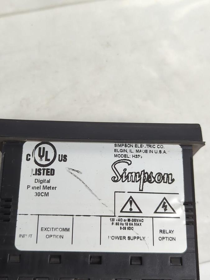 Used SIMPSON,H335,DIGITAL PANEL METER 30 CM PRE-OWNED