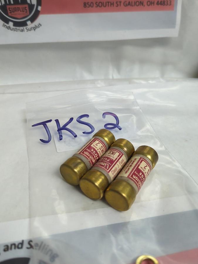 Used COOPER BUSSMANN,JKS-2,LIMITRON 2 AMP FUSE LOT OF 3 PRE-OWNED
