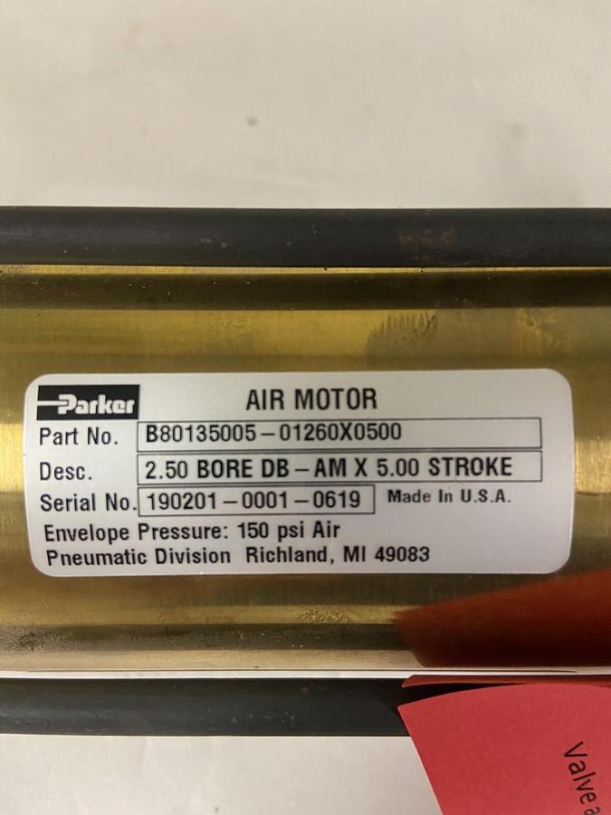 Used Parker,B80135005-01260x0500,Pneu Air Motor 2.50 Bore DB-AM x 5.00 Stroke