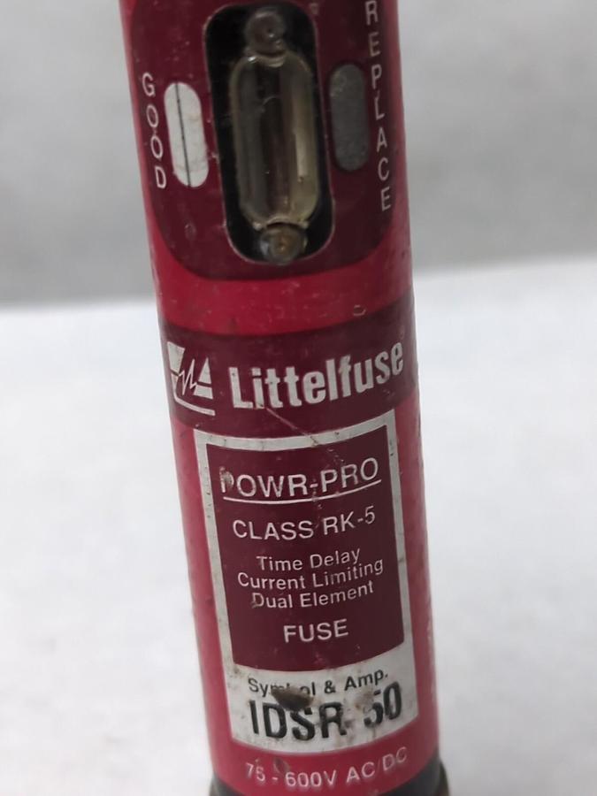 Used LITTELFUSE,IDSR-50,INDICATOR 50 AMP FUSE PRE-OWNED