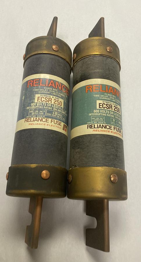 Reliance,ECSR250,Fuses 250A 600V Lot Of 2 NOS