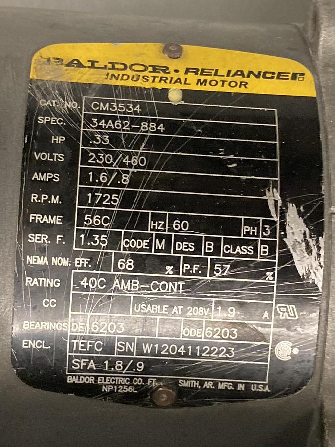 Used IPTS,Model RPO1,3-Phase Mixer 0.33Hp Converted 110V by SMVector Lenxe AC Tech