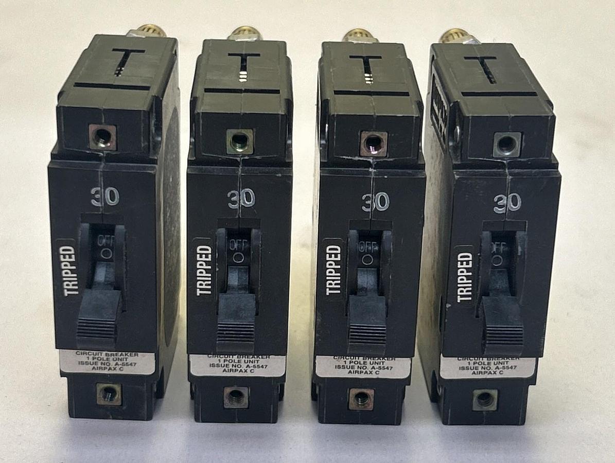 Used AIRPAX,LMLK1-1RLS4-29471-8,CIRCUIT BREAKER 30A LOT OF 4
