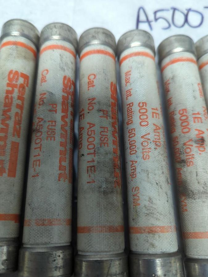 Used FERRAZ SHAWMUT,A500T1E-1,PT FUSE 1E AMP LOT OF 6 PRE-OWNED