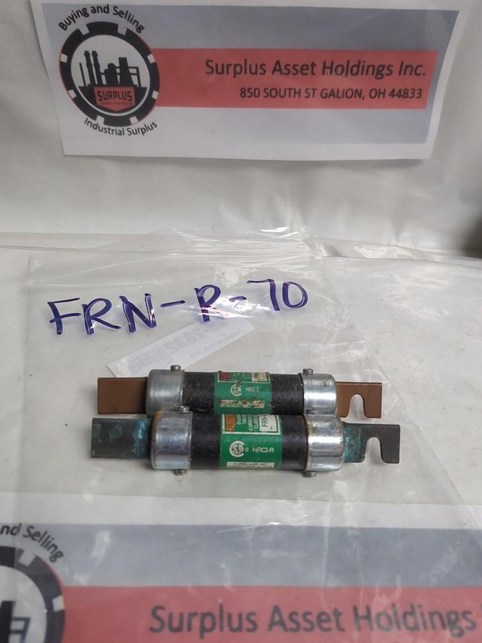 Used COOPER BUSSMANN,FRN-R-70,FUSETRON 70 AMP FUSE LOT OF 2 PRE-OWNED
