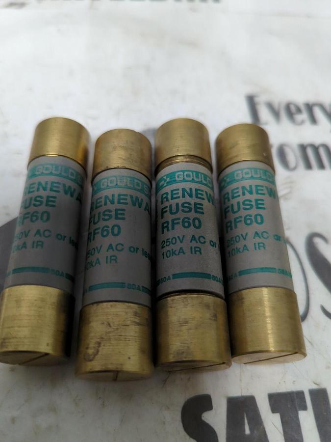 GOULD SHAWMUT,RF60,RENEWABLE FUSE 60 AMP 250 VAC LOT OF 4 NOS