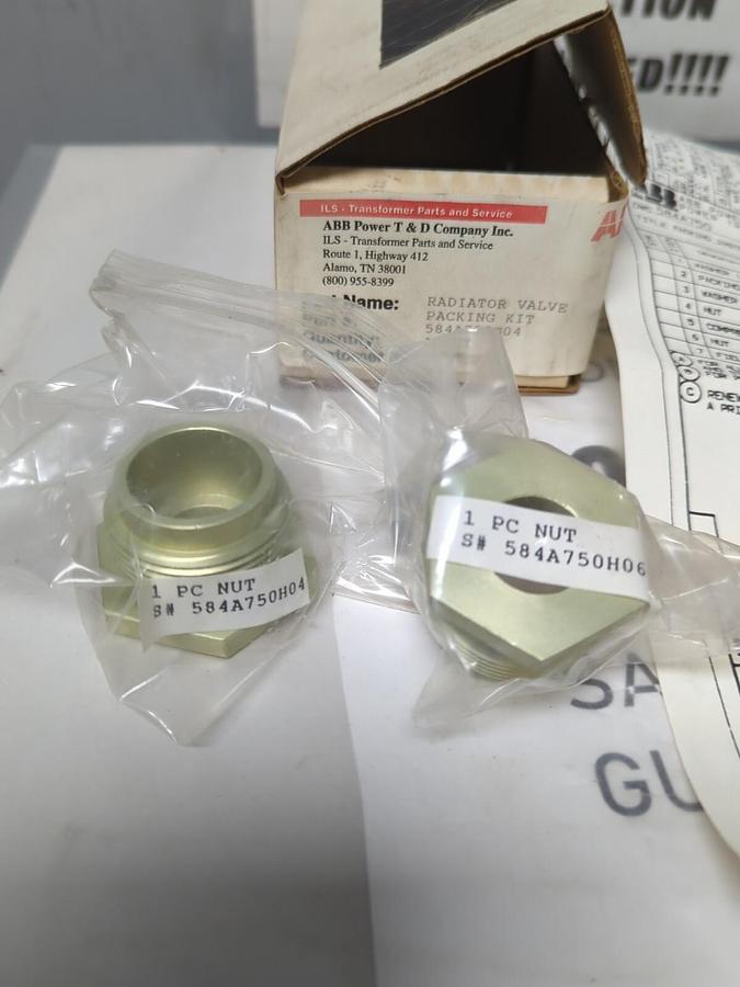 ABB,584A750G04,RADIATOR VALVE PACKING KIT NOS