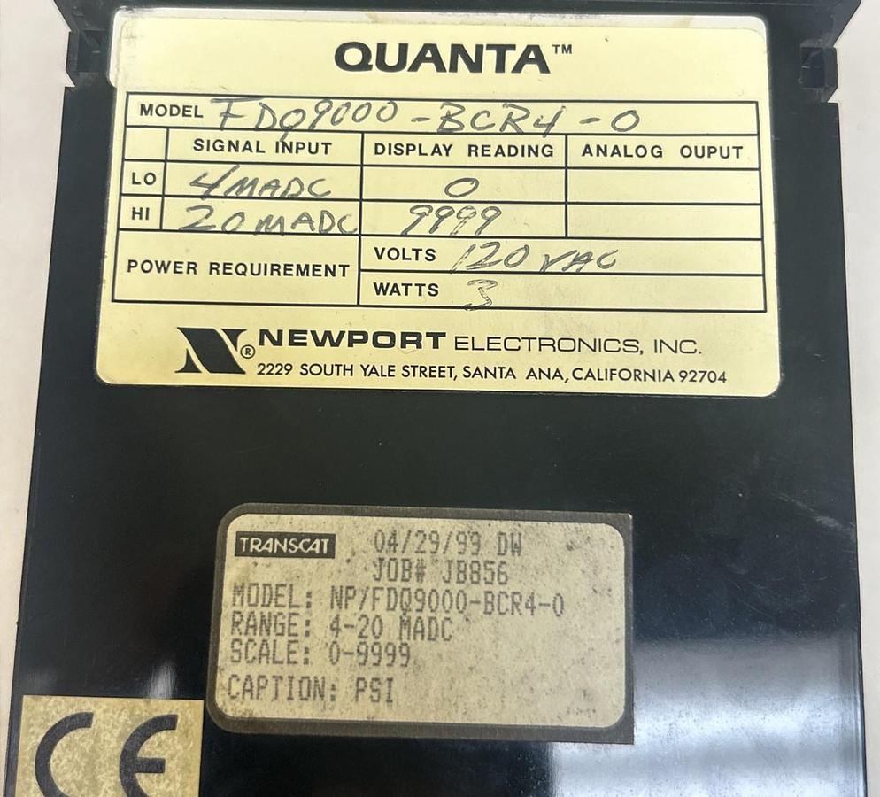 Used NEWPORT ELECTRONICS,FDQ9000-BCR4-0,DIGITAL PANEL METER