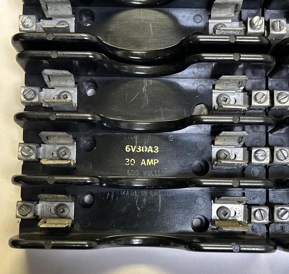 Used ETLIN,6V30A3,FUSE HOLDER 30A 600V LOT OF 8