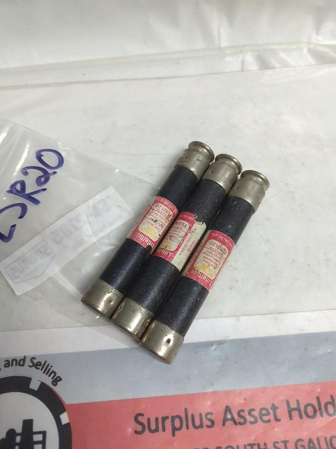 Used LITTELFUSE,FLSR 20,SLO-BLO 20 AMP FUSE LOT OF 3 PRE-OWNED