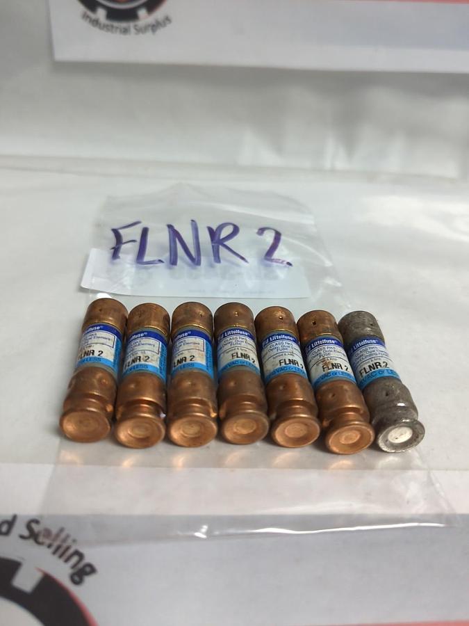 Used LITTELFUSE,FLNR2,TIME-DELAY 2 AMP FUSE LOT OF 7 PRE-OWNED