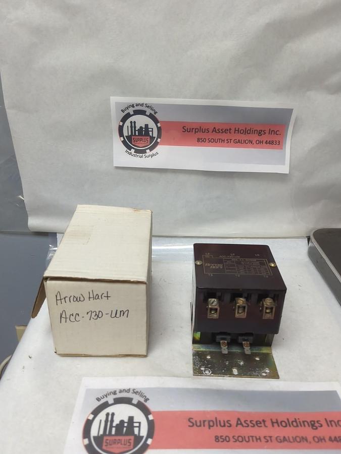 Used ARROW HART,ACC-730-UM,3-POLE MAGNETIC CONTACTOR 93 AMP 600 VAC PRE-OWNED