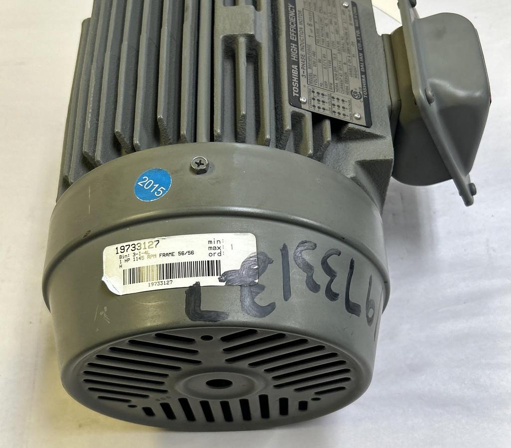 Used TOSHIBA,B0016FLF2AOZ,AC MOTOR 1HP 1145RPM 3PH 230/460V 56/56H FRAME
